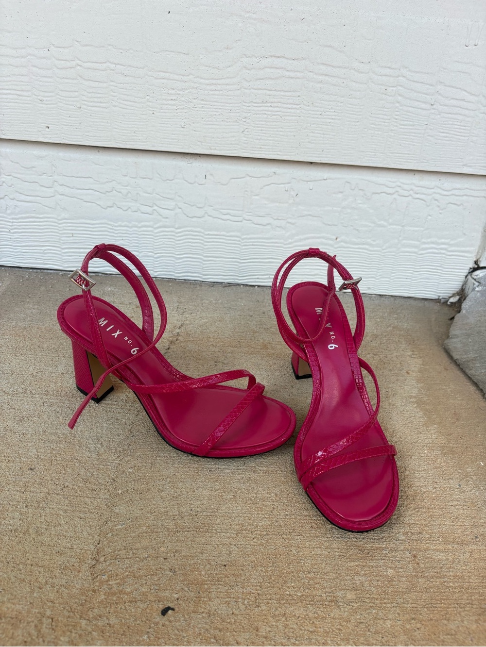 Hot pink strappy heels